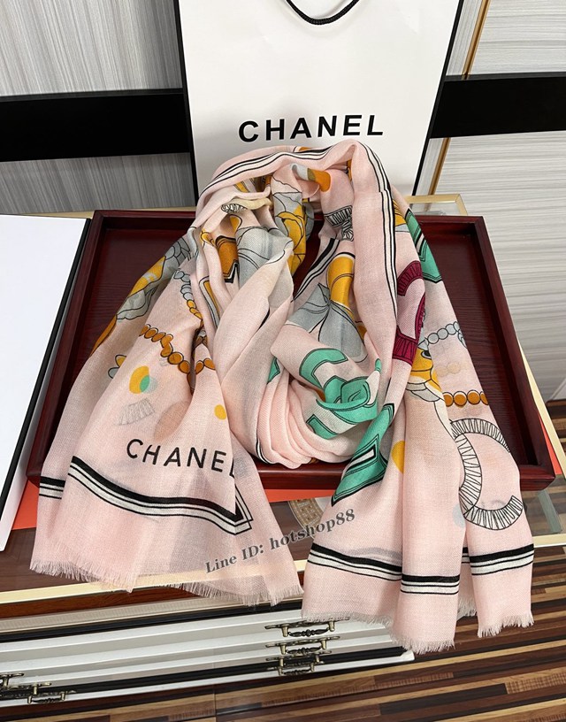 CHANEL專門店新款香奈兒雙c系列羊絨長巾高端女士圍巾披肩 mmyj1467